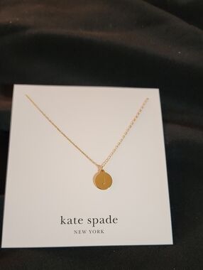 kate spade gold initial J disc pendant necklace